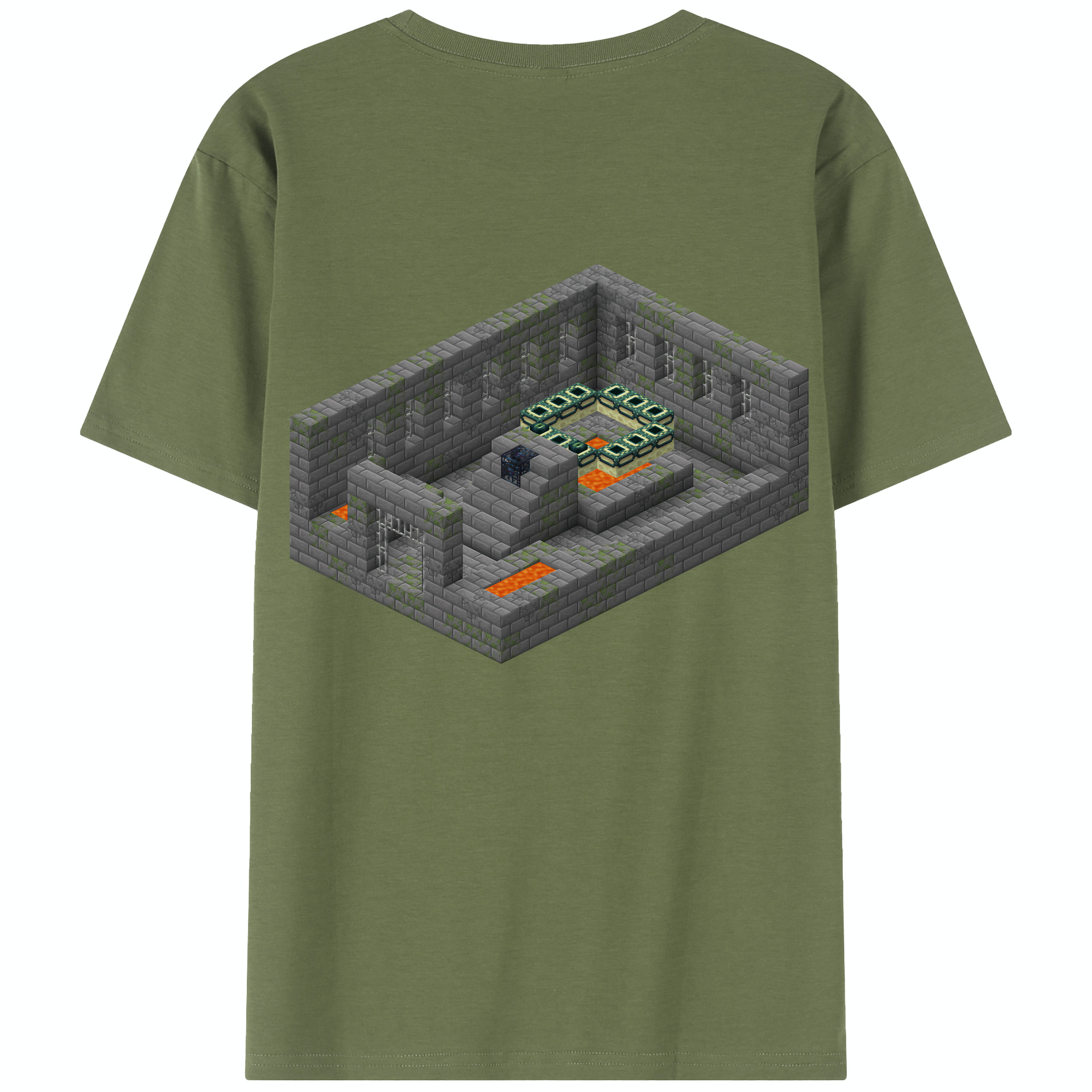 （画像用） マインクラフト ブロックの世界 Minecraft MC Block world 綿100％半袖Tシャツ（背面プリント）